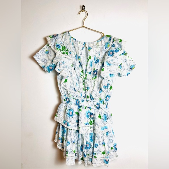 LoveShackFancy Natasha Floral Mini Dress in Blueberry Cloud Size XS - Picture 11 of 13